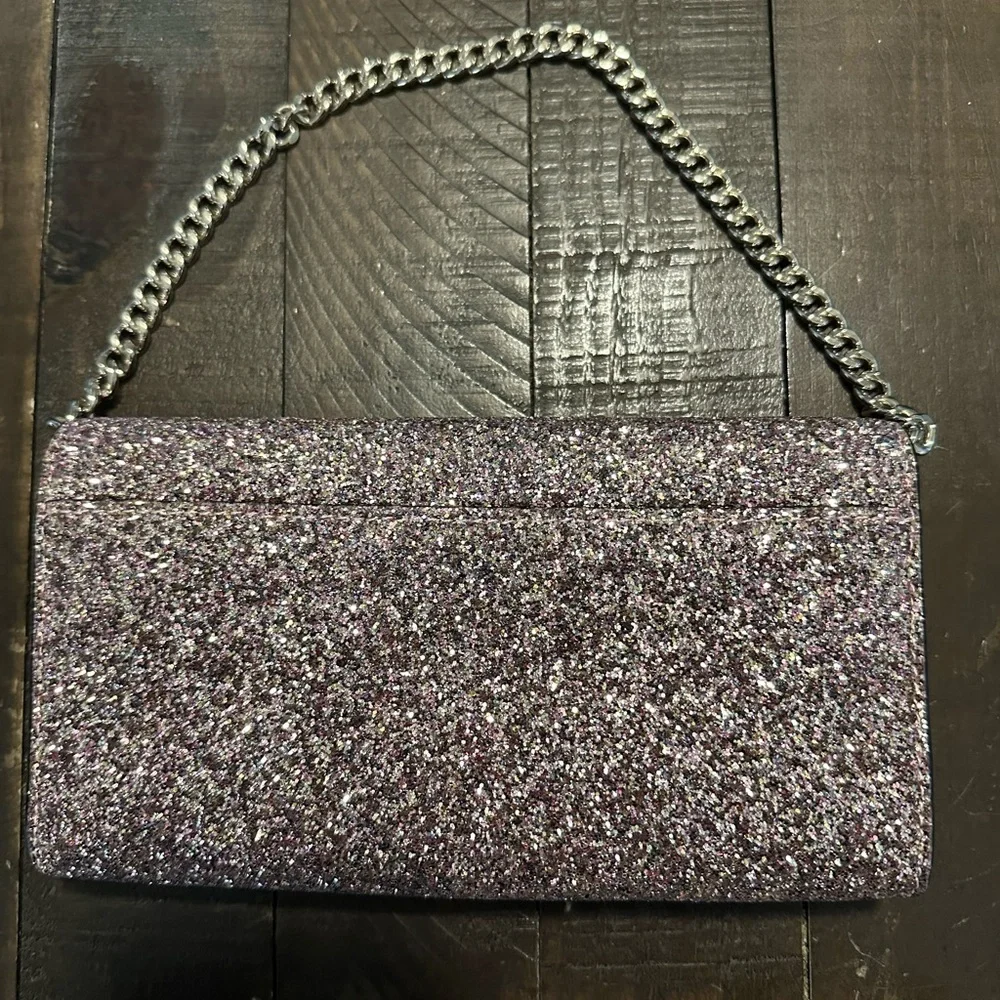 kate spade New York rose gold glitter Milou Sunset Lane clutch.